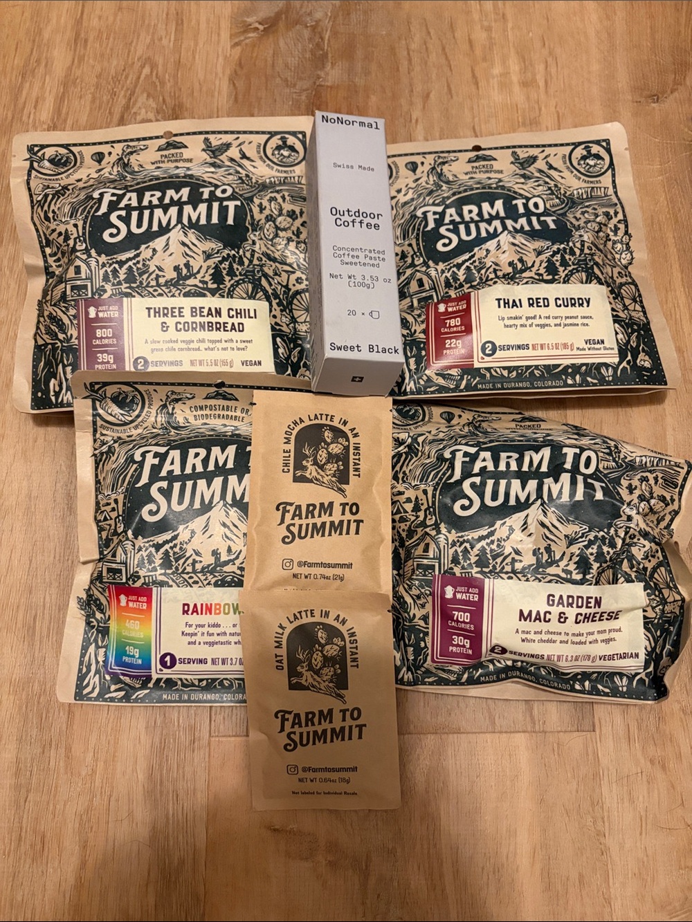 Backpacking camping dehydrated meals and coffee brand new farm to summit